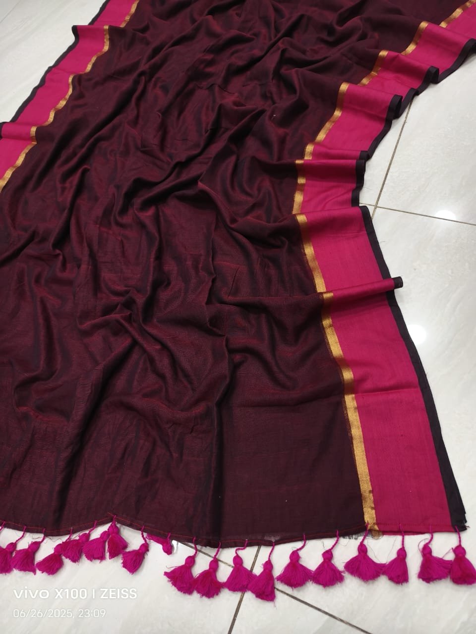 Pink Colour Premium Party Wear Mul Cotton Sarees