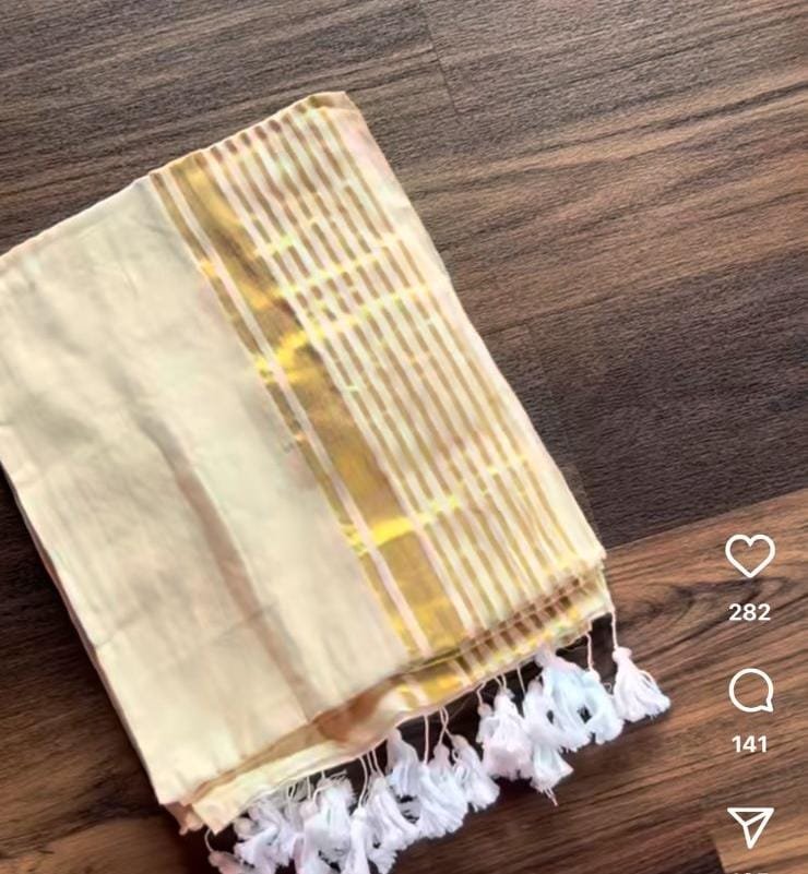 Onam White Mul Cotton Sarees