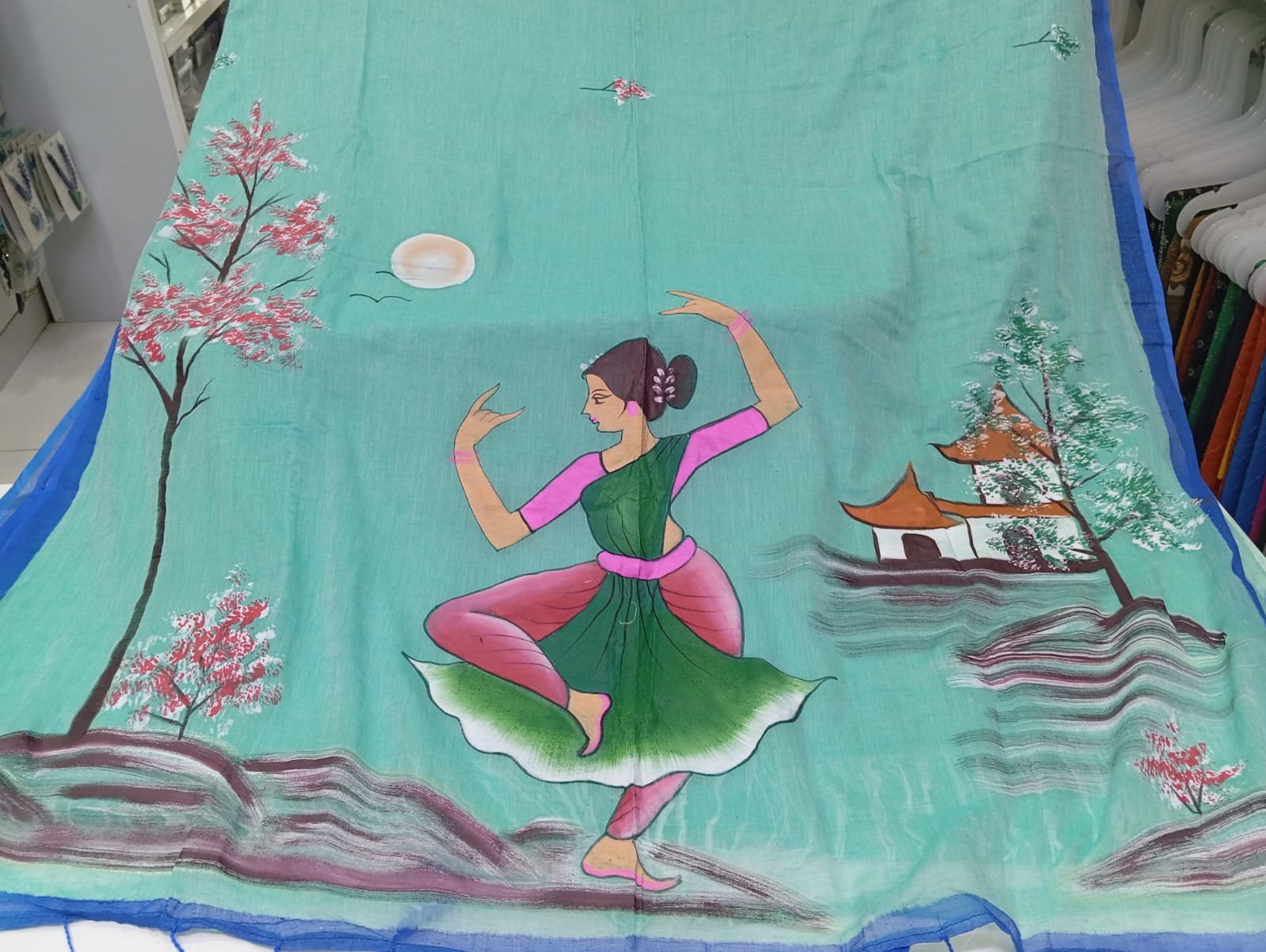 Hand Painted Mul Cotton Saree - Image 3