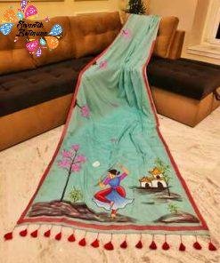 Hand Painted Mul Cotton Saree