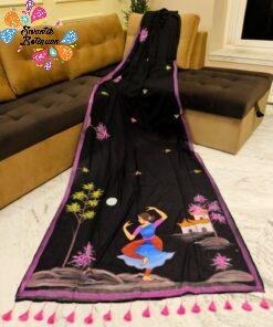 Hand Painted Mul Cotton Saree
