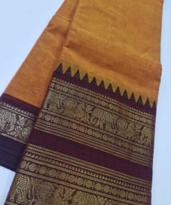 Orange and Maroon Chettinad Cotton Saree