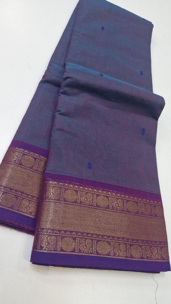Pastel Purple and Dark Purple Chettinad Cotton Saree