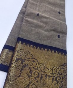 Grey and Blue Chettinad Cotton Saree
