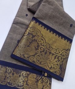 Alternative view of Grey and Blue  Chettinad Cotton Saree