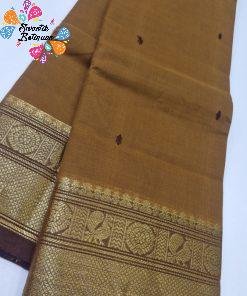 Russet Brown and Dark Brown Chettinad Cotton Saree