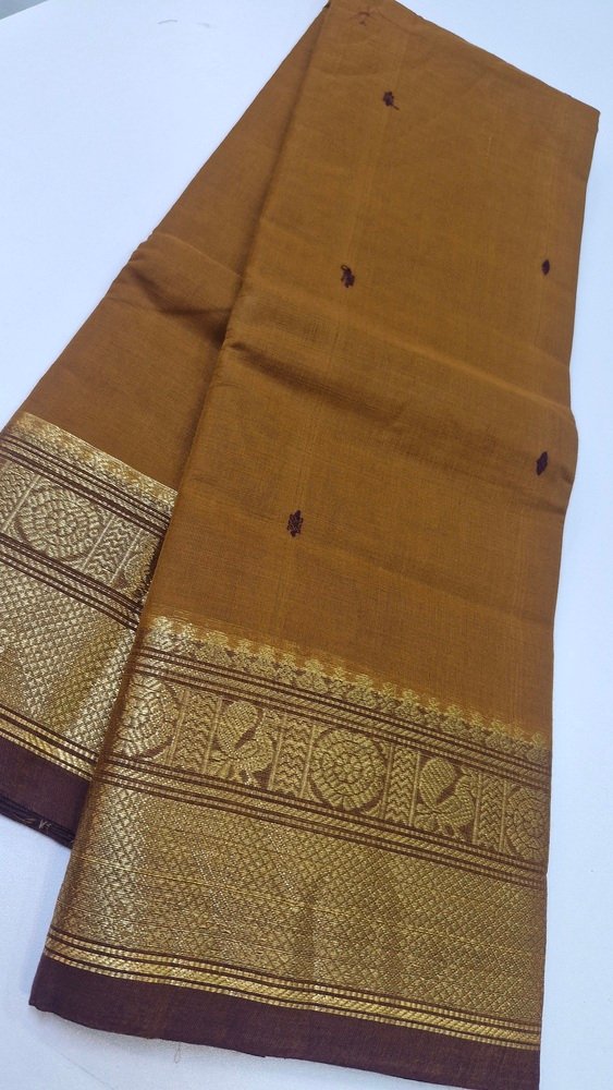 Russet Brown and Dark Brown Chettinad Cotton Saree