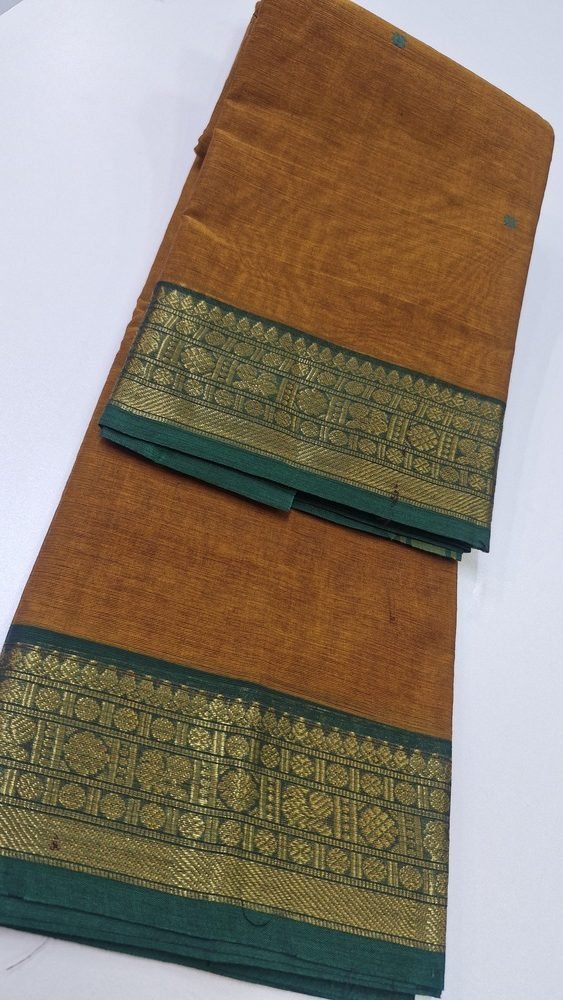 Mustard and Green Chettinad Cotton Saree - Image 2