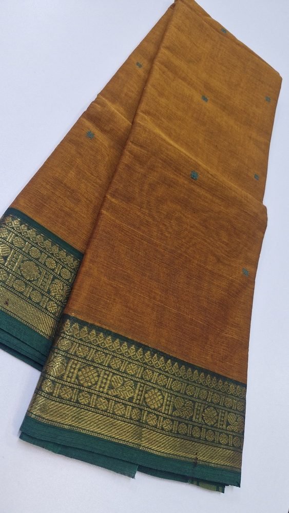 Mustard and Green Chettinad Cotton Saree