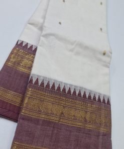 White and Red Chettinad Cotton Saree