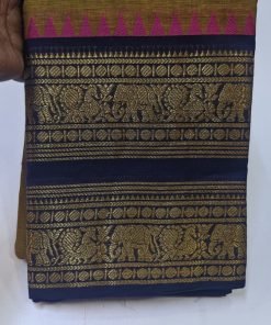Alternative view of Mustard  Yellow and Blue Chettinad Cotton Saree