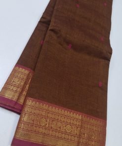 Russet Brown and Pink Chettinad Cotton Saree