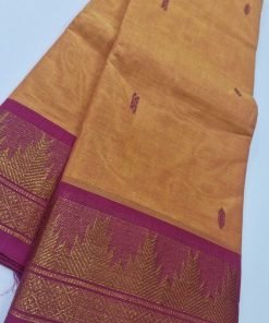 Carrot Orange and Pink Chettinad Cotton Saree