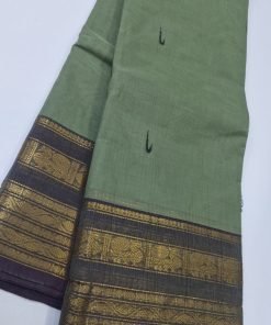 Pistachio Green and Grey Chettinad Cotton Saree
