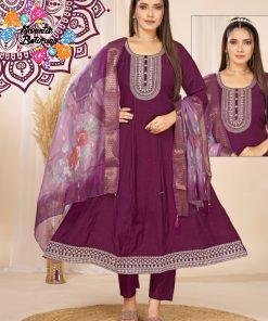 Grape Purple Colour Roman Silk Designer Premium Ready-Made Shalwar Suit