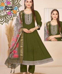 Army Green Colour Roman Silk Designer Premium Ready-Made Shalwar Suit