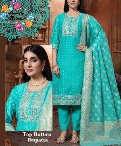 Teal Green Colour Banarasi Silk Designer Ready-Made Shalwar Suits
