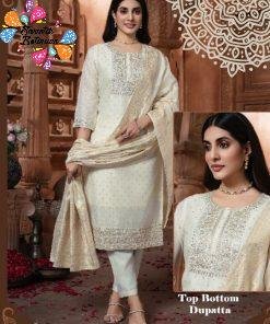 White Colour Banarasi Silk Designer Ready-Made Shalwar Suits