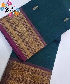 Sacramento Green and Pink Chettinad Cotton Saree Sacramento Green and Pink Chettinad Cotton Saree