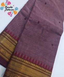 Purple and Brown Chettinad Cotton Saree