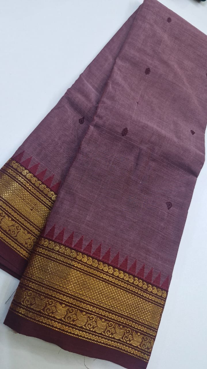 Purple and Brown Chettinad Cotton Saree Purple and Brown Chettinad Cotton Saree