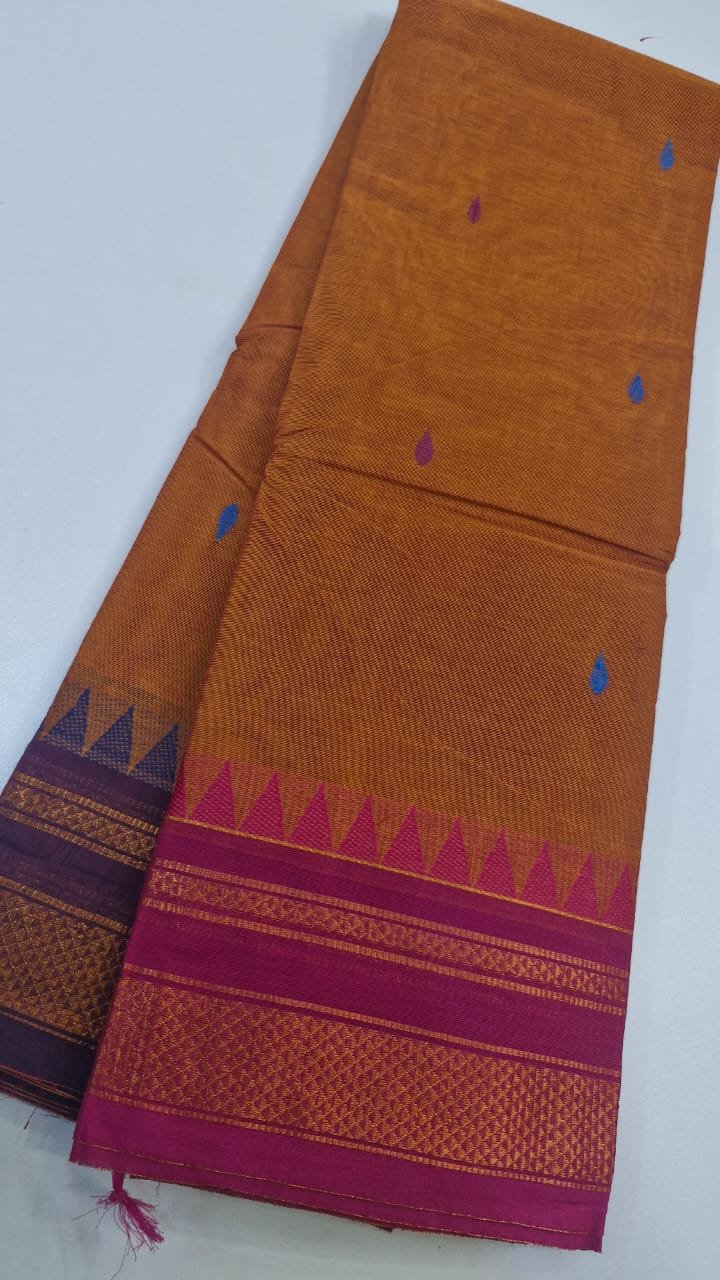 Musterd Yellow and Pink And Grey Double BoarderChettinad Cotton Saree Musterd Yellow and Pink And Grey Double BoarderChettinad Cotton Saree