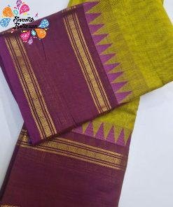 Yellow and Purple Chettinad Cotton Saree