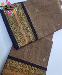 Dark Grey and Cofee Brown Chettinad Cotton Saree Dark Grey and Cofee Brown Chettinad Cotton Saree