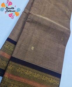 Dark Grey and Cofee Brown Chettinad Cotton Saree
