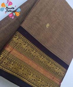 Dark Grey and Cofee Brown Chettinad Cotton Saree Dark Grey and Cofee Brown Chettinad Cotton Saree