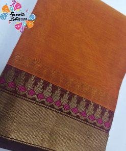 Orange and Brown Chettinad Cotton Saree