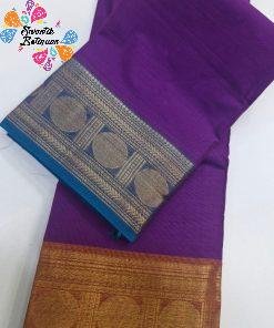 Purple and Yellow And Sky Blue Double Boarder Chettinad Cotton Saree Purple and Yellow And Sky Blue Double Boarder Chettinad Cotton Saree