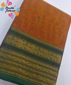 Bronze Yellow and Green Chettinad Cotton Saree