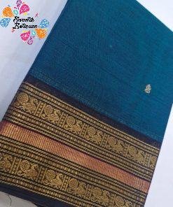 Peacock Blue and Navy Blue  Chettinad Cotton Saree