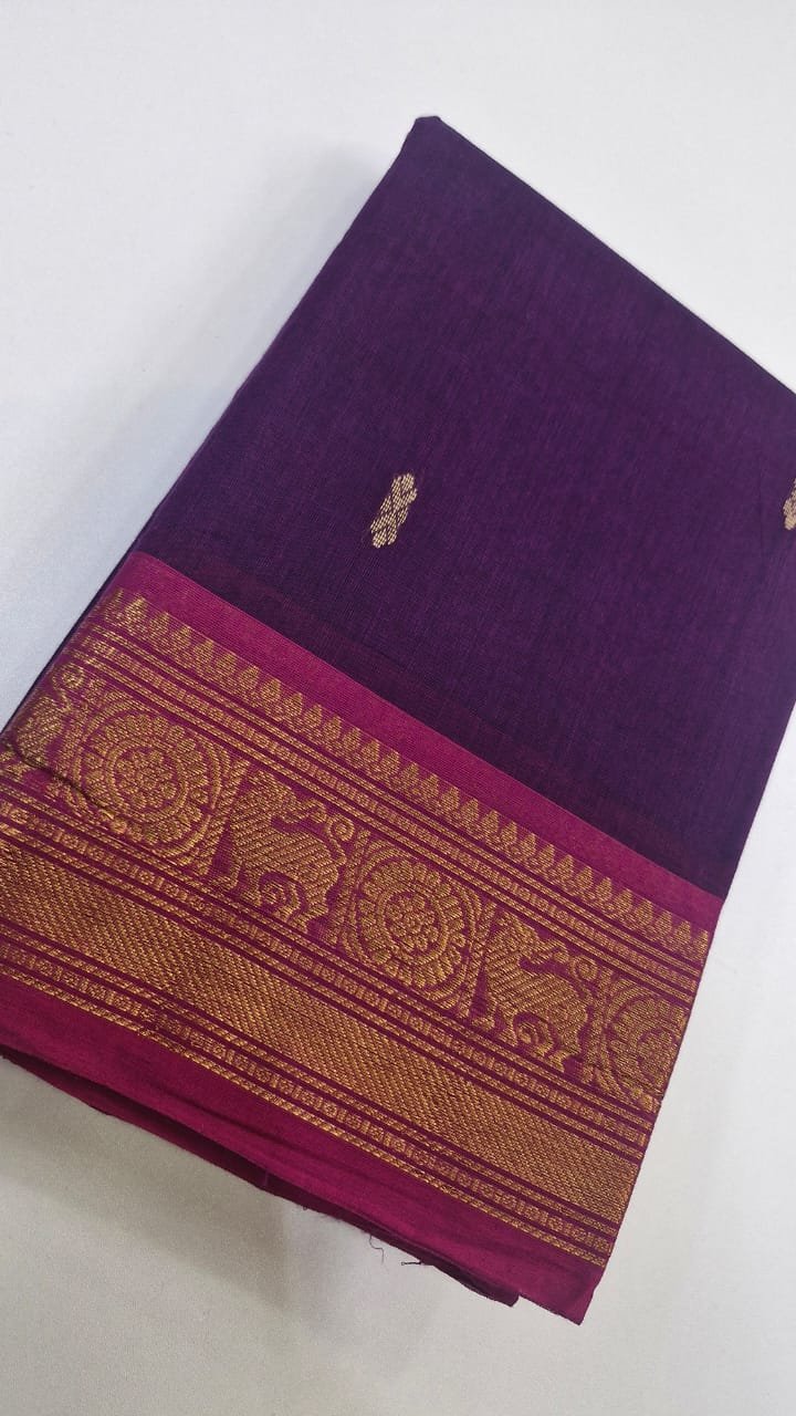 Deep Purple and Magenta Chettinad Cotton Saree