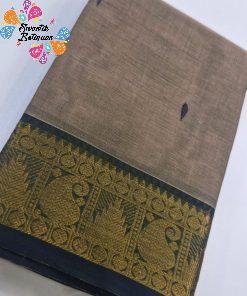 Dark Grey and Dark Green Black Chettinad Cotton Saree