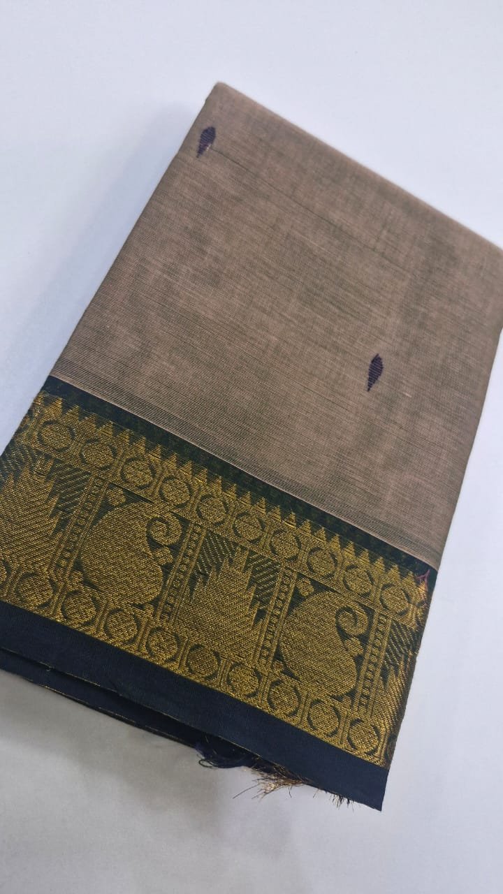 Dark Grey and Dark Green Black Chettinad Cotton Saree Dark Grey and Dark Green Black Chettinad Cotton Saree