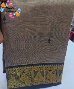 Dark Grey and Dark Green Black Chettinad Cotton Saree Dark Grey and Dark Green Black Chettinad Cotton Saree
