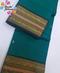 Teal Green and Forest Green Chettinad Cotton Saree Teal Green and Forest Green Chettinad Cotton Saree