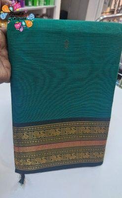 Teal Green and Forest Green Chettinad Cotton Saree