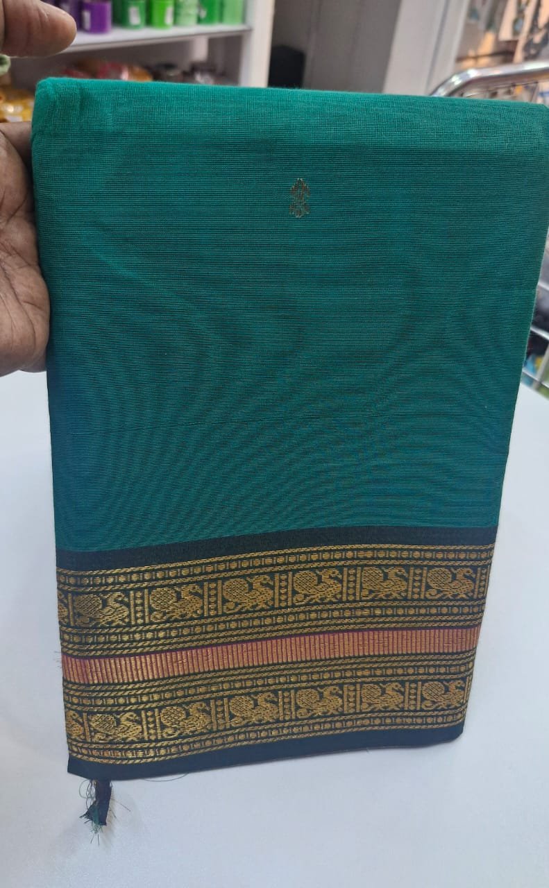 Teal Green and Forest Green Chettinad Cotton Saree Teal Green and Forest Green Chettinad Cotton Saree