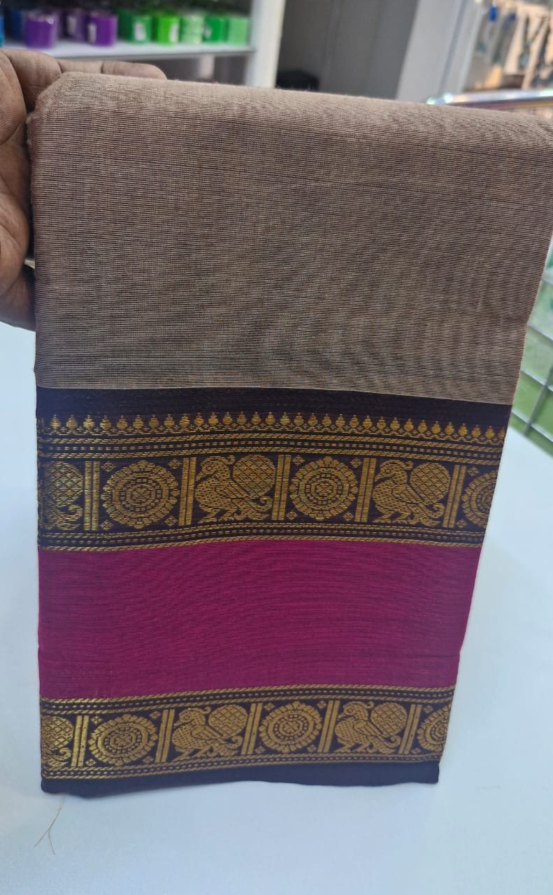 Grey and Magenta Chettinad Cotton Saree