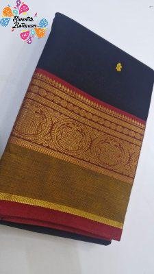 Black and Red Green Chettinad Cotton Saree