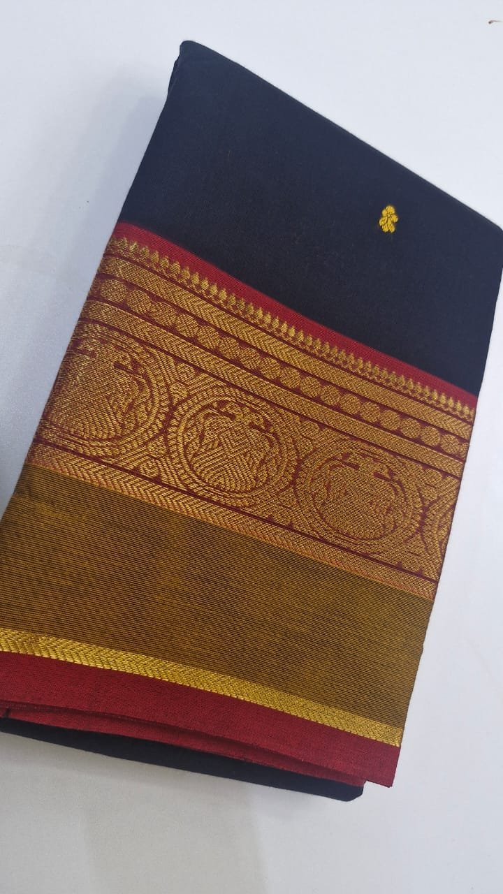 Black and Red Green Chettinad Cotton Saree
