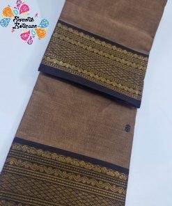 Alternative view of Camel and Dark Brown Chettinad Cotton Saree