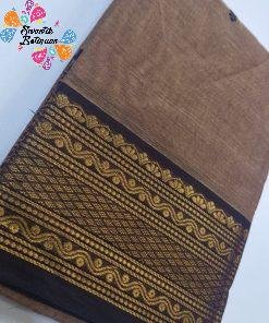 Camel and Dark Brown Chettinad Cotton Saree