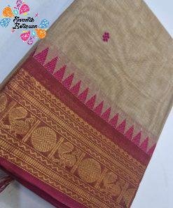 Light Grey and Magenta Chettinad Cotton Saree
