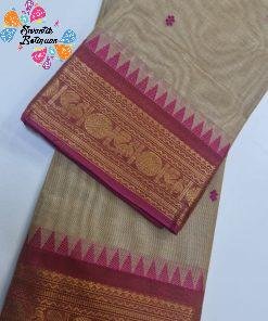 Alternative view of Light Grey and Magenta Chettinad Cotton Saree