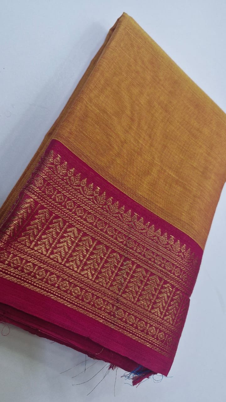 Orange and Magenta Chettinad Cotton Saree