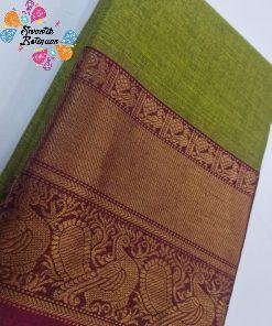 Lime Green and Magenta Chettinad Cotton Saree